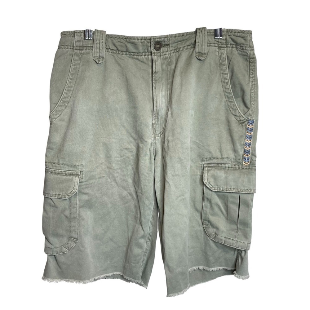 Lucky Brand‎ Men's Y2K Distressed Khaki Olive Green Cargo Shorts Size 33 Utility